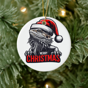 Bearded Dragon Xmas, Vrolijke Kerstmis Santa Lizar Keramisch Ornament