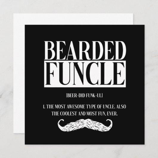 Bearded Funcle Uncle Nephew Niece Godfather Gift Kaart (Voorkant / Achterkant)