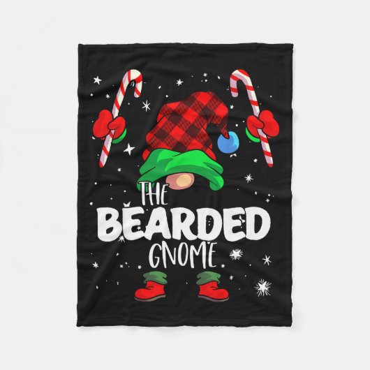 Bearded Gnome Red Buffalo Plaid Matching Family Ch Fleece Deken (Voorkant)