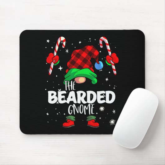 Bearded Gnome Red Buffalo Plaid Matching Family Ch Muismat (Met muis)
