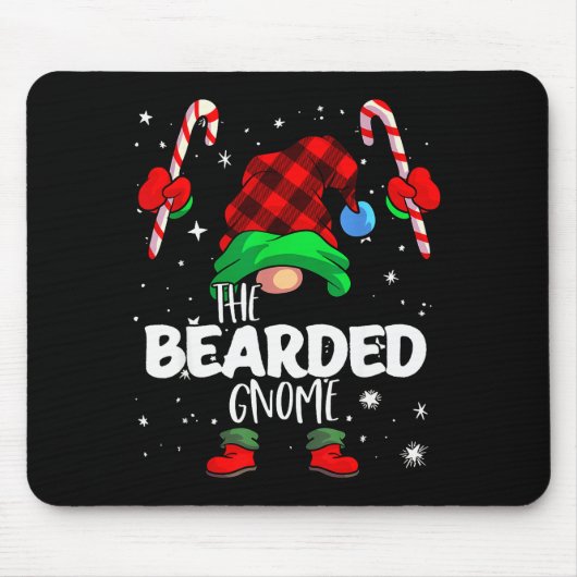 Bearded Gnome Red Buffalo Plaid Matching Family Ch Muismat (Voorkant)