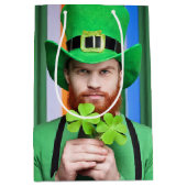 Bearded Iers Man met vierbladige klavers Medium Cadeauzakje (Voorkant)