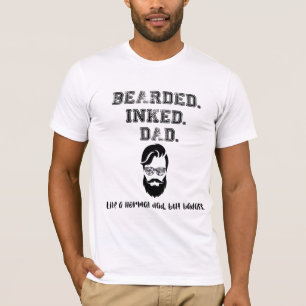 Bearded Inked Pap, Badass Pap, vaderdag T-shirt