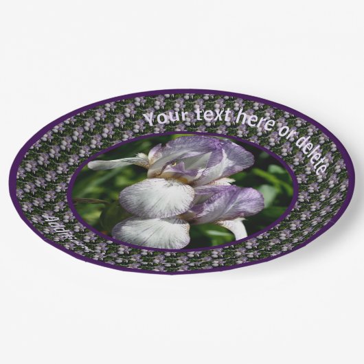 Bearded Iris Bloemen Gepersonaliseerde Partij Papieren Bordje (Gekanteld)