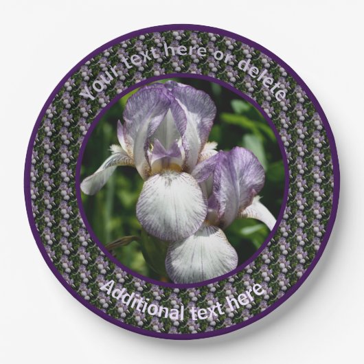 Bearded Iris Bloemen Gepersonaliseerde Partij Papieren Bordje (Voorkant)