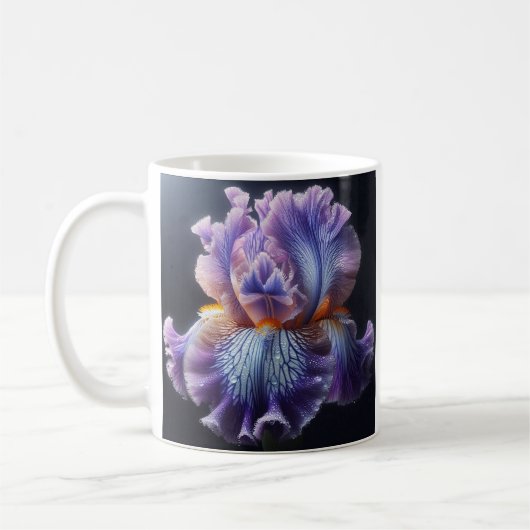 Bearded Iris Floral Paarse en Blauw Koffiemok (Links)