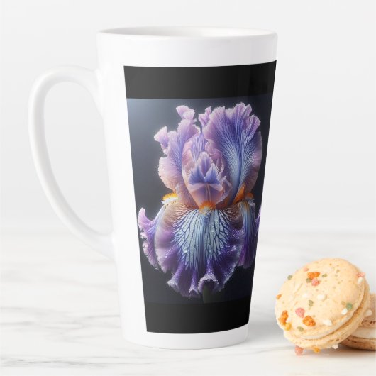 Bearded Iris Floral Paarse en Blauw Latte Mok (In situ)