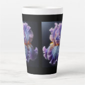 Bearded Iris Floral Paarse en Blauw Latte Mok (Voorkant)