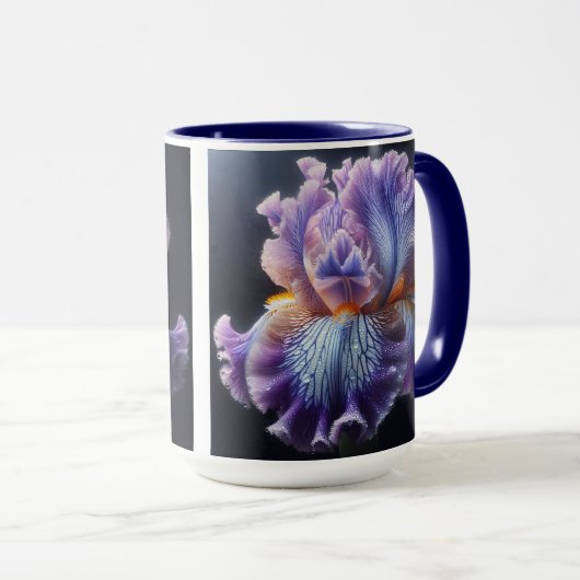 Bearded Iris Floral Paarse en Blauw Mok (Voorkant rechts)