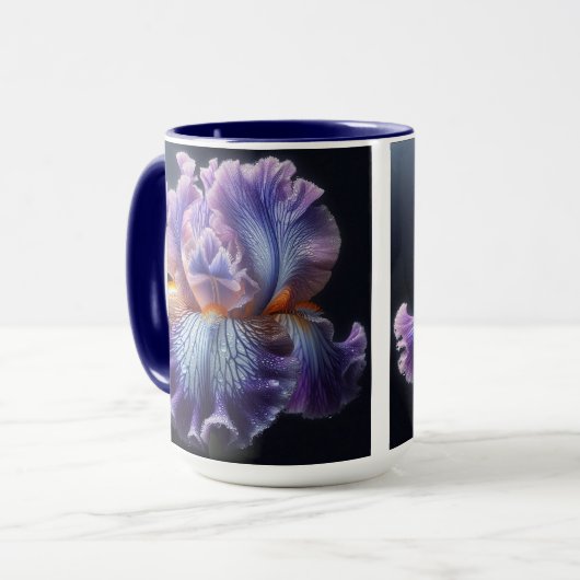 Bearded Iris Floral Paarse en Blauw Mok (Voorkant links)