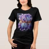 Bearded Iris Floral Paarse en Blauw Tri-Blend Shirt (Voorkant)