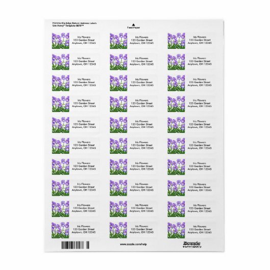Bearded Iris Flowers Label (Full Sheet)