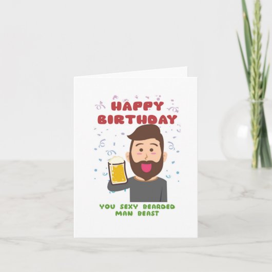 Bearded Man Beast Funny Birthday Kaart (Voorkant)
