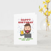 Bearded Man Beast Funny Birthday Kaart (Gele Bloem)