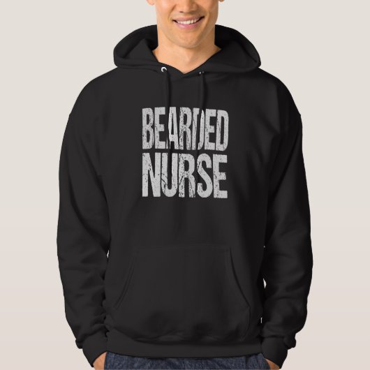 Bearded Nurse with Large Distressed Letters Men Hoodie (Voorkant)