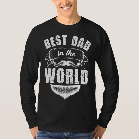 Bearded Papa Moustache Bester Papa for World Fathe T-shirt (Voorkant)