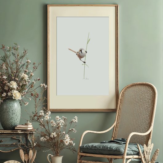 Bearded Reedling Waterverf Art Poster