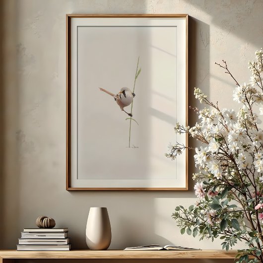 Bearded Reedling Waterverf Art Poster