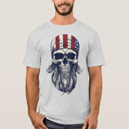 Bearded Skull Patriottisch Amerikaans Football Shi T-shirt
