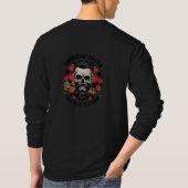 Bearded Skull with Rose Valentine Barber Art Long  T-shirt (Achterkant)