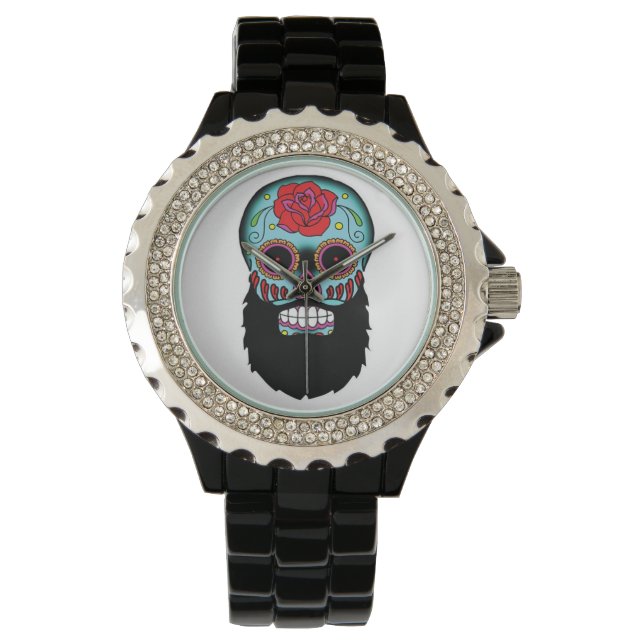 Bearded Sugar Skull Watch Horloge (Voorkant)