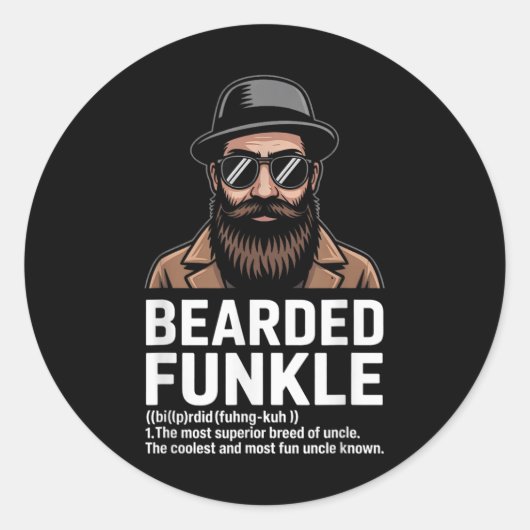 Bearded Uncle Definition T-shirt Funny Funkle voor Ronde Sticker (Voorkant)