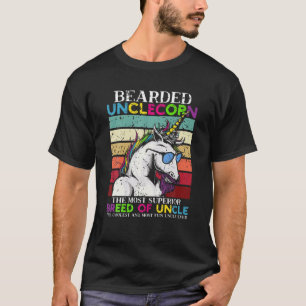 Bearded Unclecorn oom Unicorn Mannen Funny T-shirt