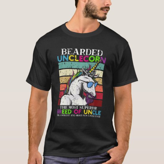 Bearded Unclecorn oom Unicorn Mannen Funny T-shirt (Voorkant)