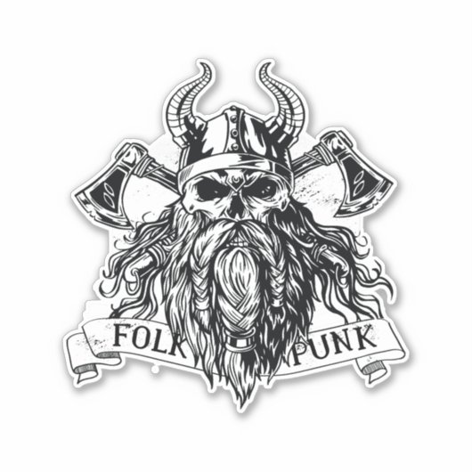 Bearded Viking Warrior Sticker (Voorkant)