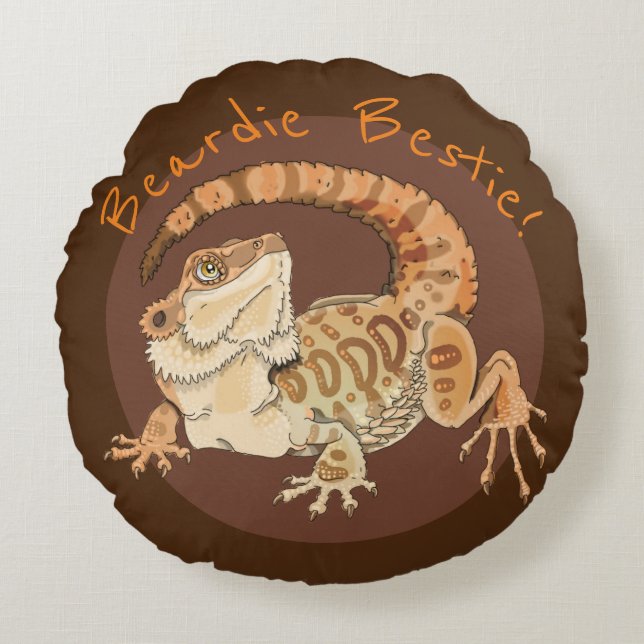 Beardie Bestie! Rond Kussen (Voorkant)