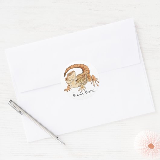 Beardie Bestie! Ronde Sticker (Envelop)