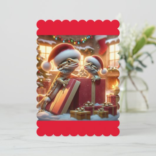 Beardie Christmas Kaart (Staand voorkant)