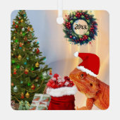 Beardie-Claus baardagaam Metalen Ornament (Achterkant)