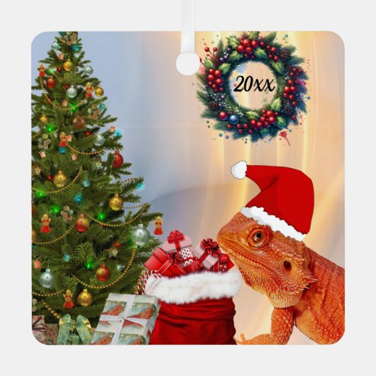 Beardie-Claus baardagaam Metalen Ornament (Voorkant)