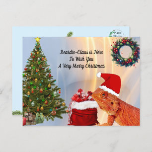 Beardie-Claus - Bearded Dragon Christmas Briefkaart