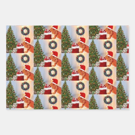 Beardie-Claus - Bearded Dragon Santa Inpakpapier Vel (Voorkant 2)
