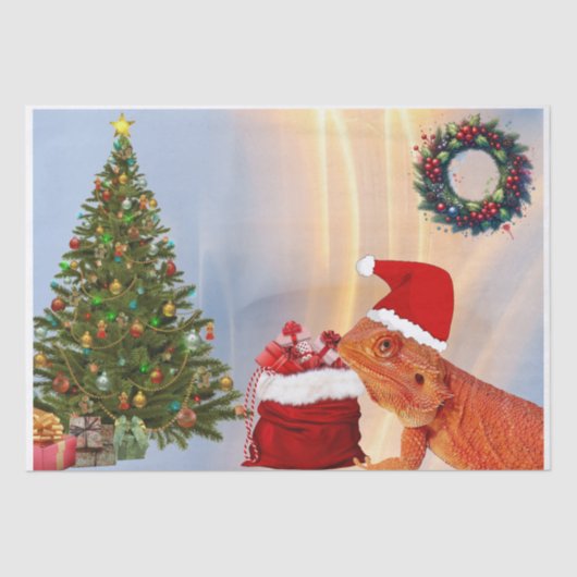 Beardie-Claus - Bearded Dragon Santa Tissue Paper Tissuepapier (Voorkant)