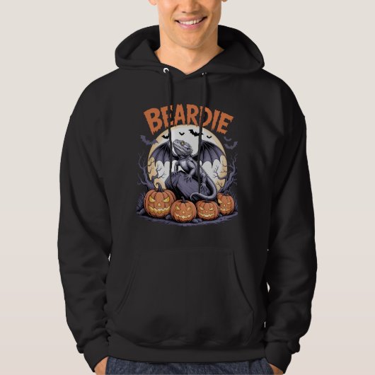 Beardie Halloween Moon Scene Hoodie (Voorkant)