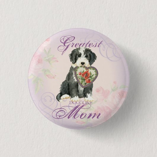 Beardie Heart mama Ronde Button 3,2 Cm (Voorkant)