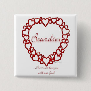 Beardie True Love Vierkante Button 5,1 Cm