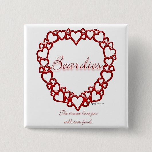 Beardie True Love Vierkante Button 5,1 Cm (Voorkant)