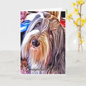 Beardie wenst verjaardag Kaart (Gele Bloem)