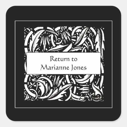 Beardsley Acanthus Leaf Bookplate Vierkante Sticker (Voorkant)