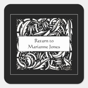Beardsley Acanthus Leaf Bookplate Vierkante Sticker