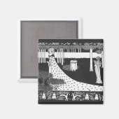 Beardsley Art Nouveau Zwart-wit Vrouw Magneet (Voorkant / Achterkant)
