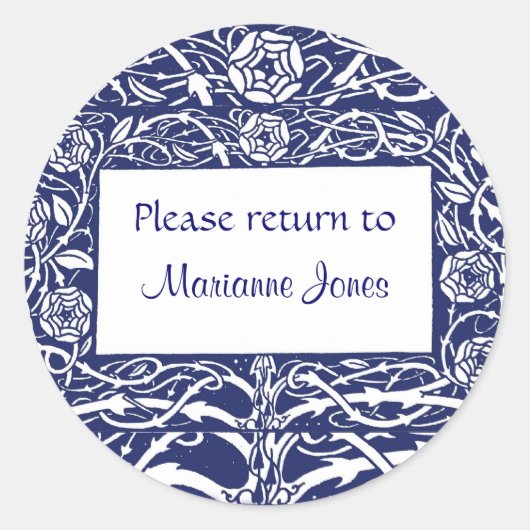 Beardsley Border Elegante Bookplate Ronde Sticker (Voorkant)