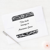 Beardsley Border Elegante Bookplate Vierkante Sticker (Envelop)