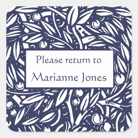 Beardsley Border Elegante Bookplate Vierkante Sticker (Voorkant)