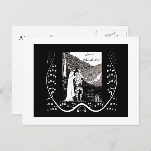 Beardsley Knight & Lady Save the Date Briefkaart (Voorkant / Achterkant)