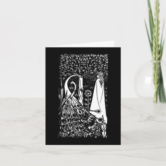 Beardsley Lady & Peacocks Note Card Kaart (Voorkant)